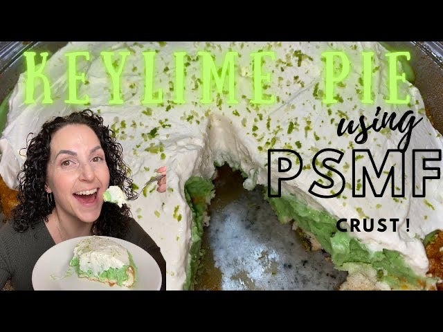 Janet Greta making Keto Chow Key Lime Pie using PSMF Crust on YouTube - Recipe on SwitchGrocery Canada