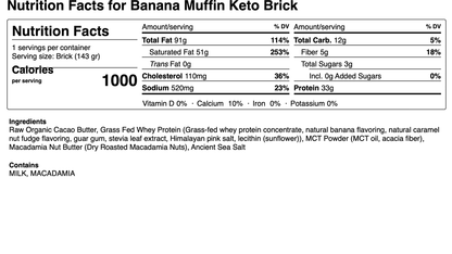 Keto Brick Banana Muffin Nutrition